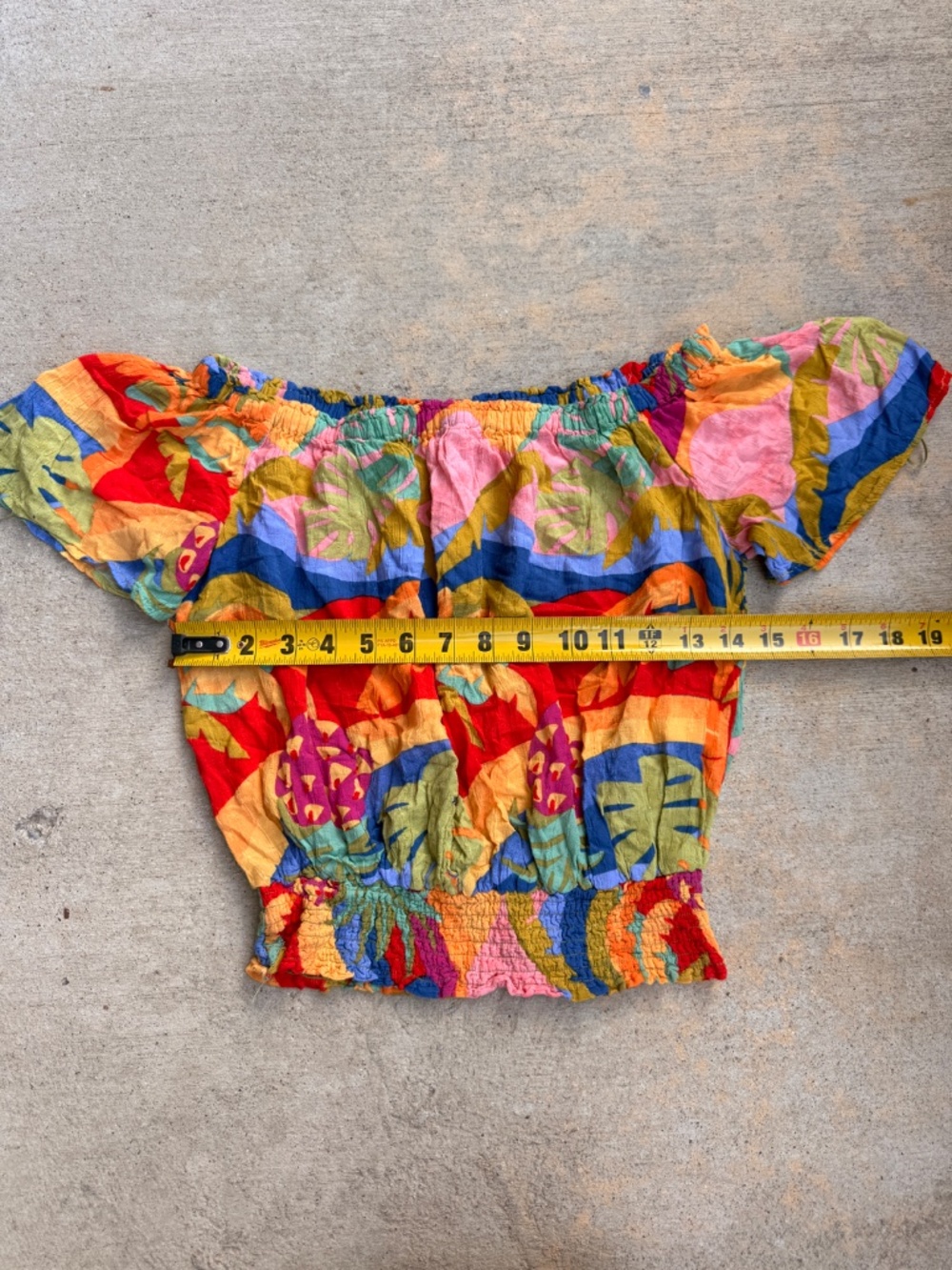 Christian Siriano New York Off-Shoulder Tropical Smocked Crop Top Small - Picture 3 of 7